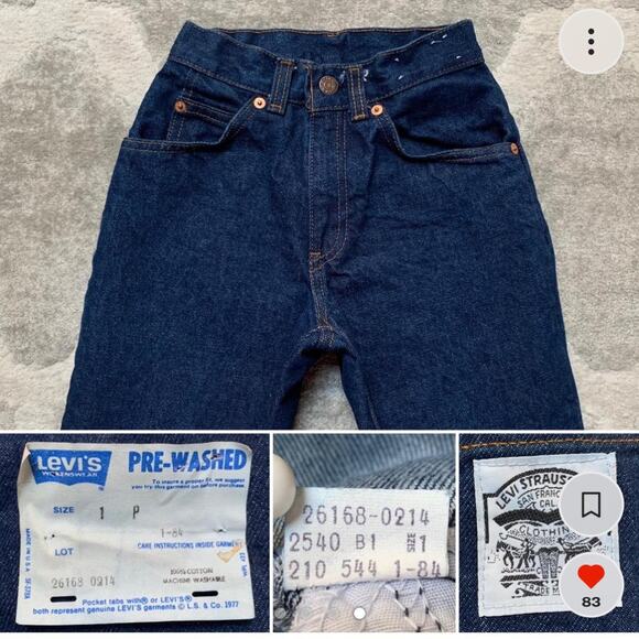 Levis jeans vintage denim deadstock Blue Dark Wash Straight Leg Pants NWOT XXXS - Picture 3 of 4